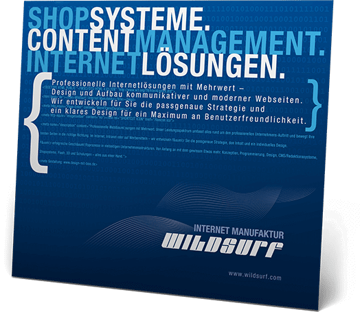 Indoor-Plakat für den Internet-Dienstleister Wildsurf mit typografischer Gestaltung von HTML-Code
