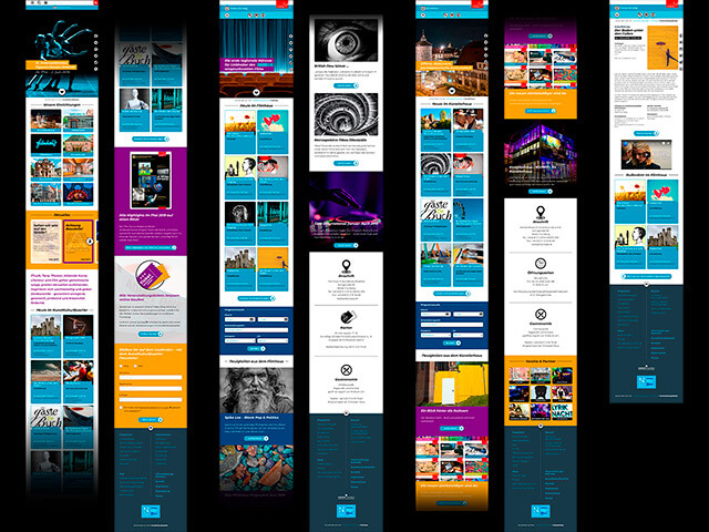 Screendesign-Entwürfe der KunstKulturQuartier Internetseite, Tablet-Ansicht